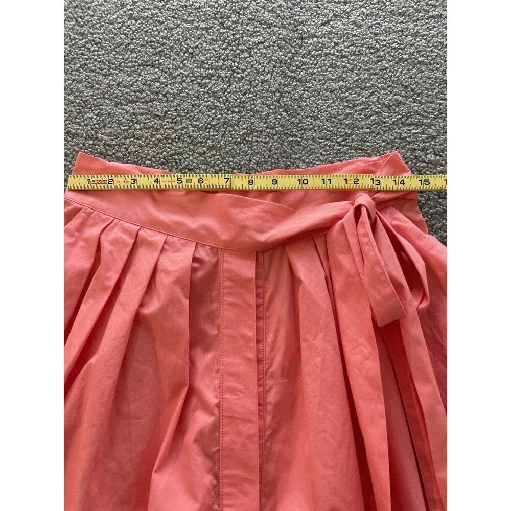 H & M Skirt Midi Women Coral Pleated Classic Cotton Preppy Fit Flare Sz 6 NWT